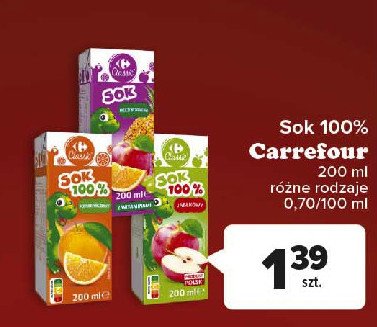 Sok jabłkowy 100% Carrefour promocja