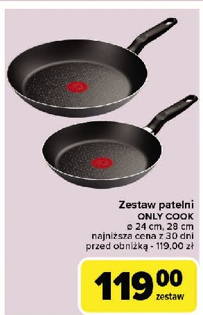 Patelnie only cook 24 cm + 28 cm Tefal promocja