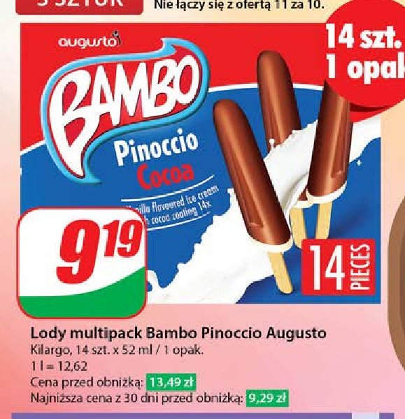 Lody w polewie kakaowej Augusto bambo promocja