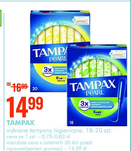Tampony regular Tampax pearl promocja