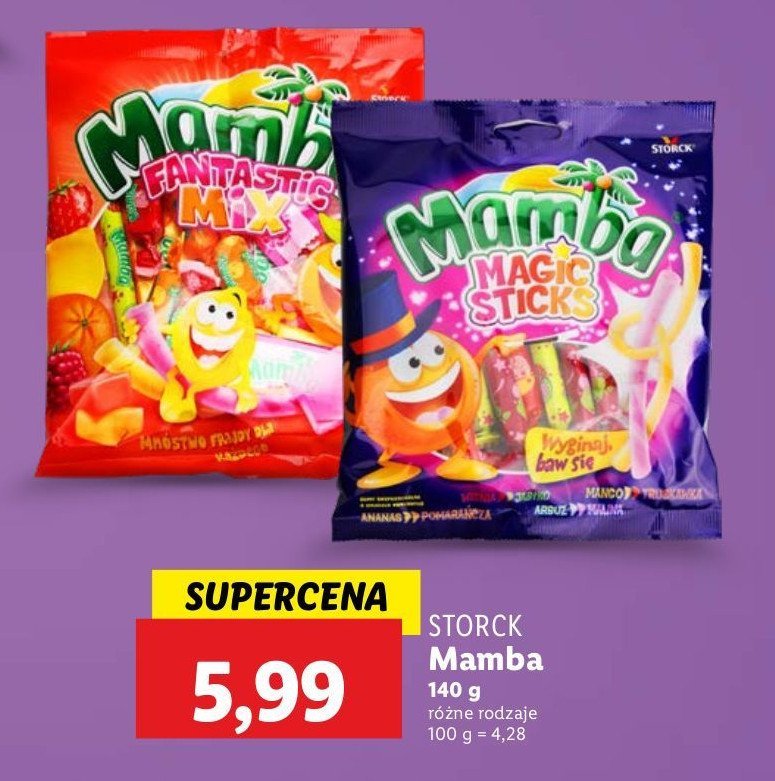 Guma rozpuszczalna owocowa Mamba magic sticks promocja