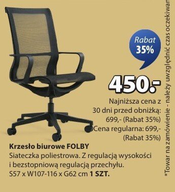 Krzesło biurowe FOLBY promocja w Jysk