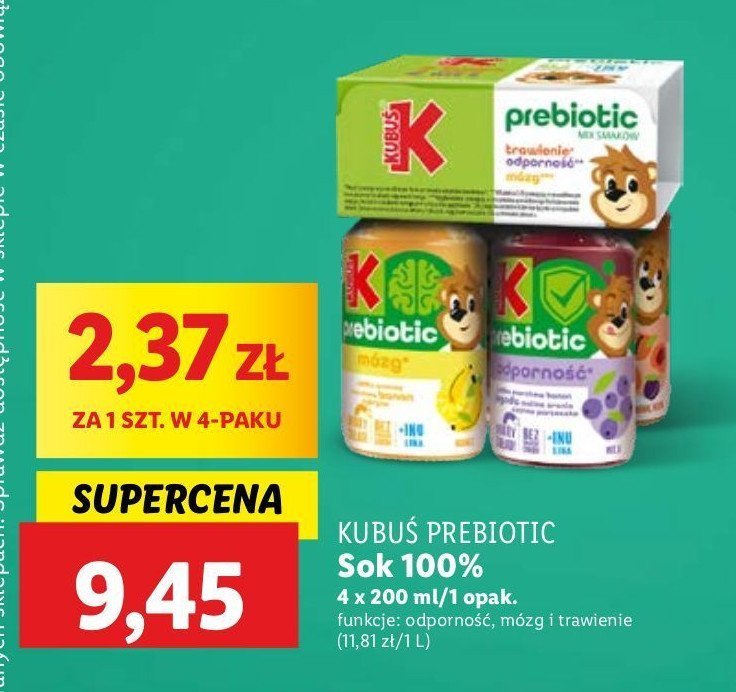 Soki Kubuś prebiotic promocja