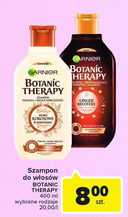Szampon do włosów ginger recovery Garnier botanic therapy promocja