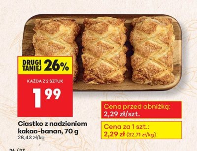 Ciastko z nadzieniem kakao-banan, 70 g promocja w Biedronka