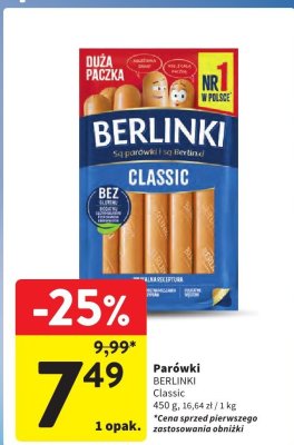 Parówki BERLINKI Classic promocja w Intermarche