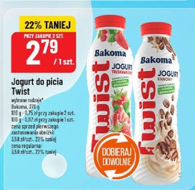 Jogurt do picia Twist Bakoma (różne rodzaje) promocja w POLOmarket