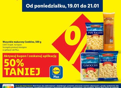 Wszystkie makarony Combino 500 g -50% promocja w Lidl