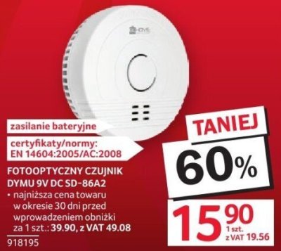 Czujnik FOTOOPTYCZNY CZUJNIK DYMU OV SD-8642 promocja w Selgros