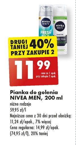 Pianka do golenia łagodząca Nivea men sensitive promocja