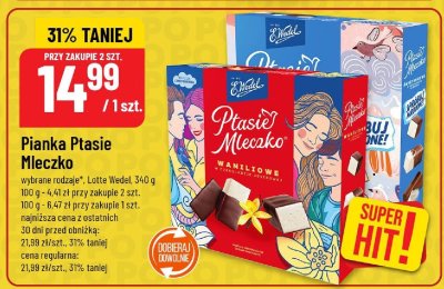 Pianka Ptasie Mleczko wybrane rodzaje Lotte Wedel 340 g promocja w POLOmarket