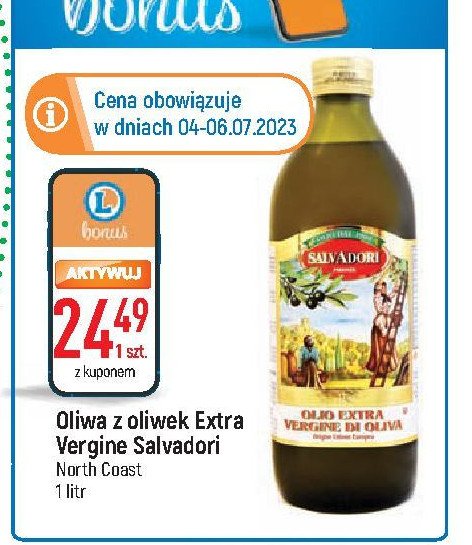 Oliwa z oliwek extra vergine Salvadori promocja