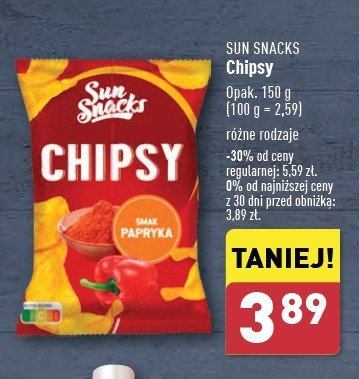 Chipsy paprykowe SUN SNACKS promocja