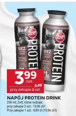Napój protein drink Zott promocja w Stokrotka