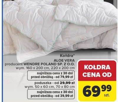 Kołdra Aloe Vera 160 x 200 cm promocja w Carrefour