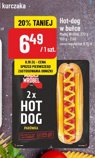 Parówki hot-dog  z bułką Madej & wróbel promocja