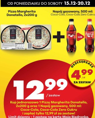 Zestaw: Pizza Margherita Donatello 2x200g + Napój gazowany  Coca-Cola / Coca-Cola Zero Cukru promocja w Biedronka