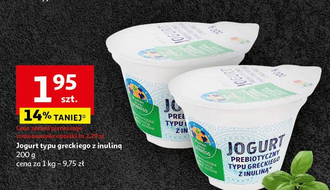 Jogurt prebiotyczny typu greckiego z inuliną Auchan pewni dobrego promocja