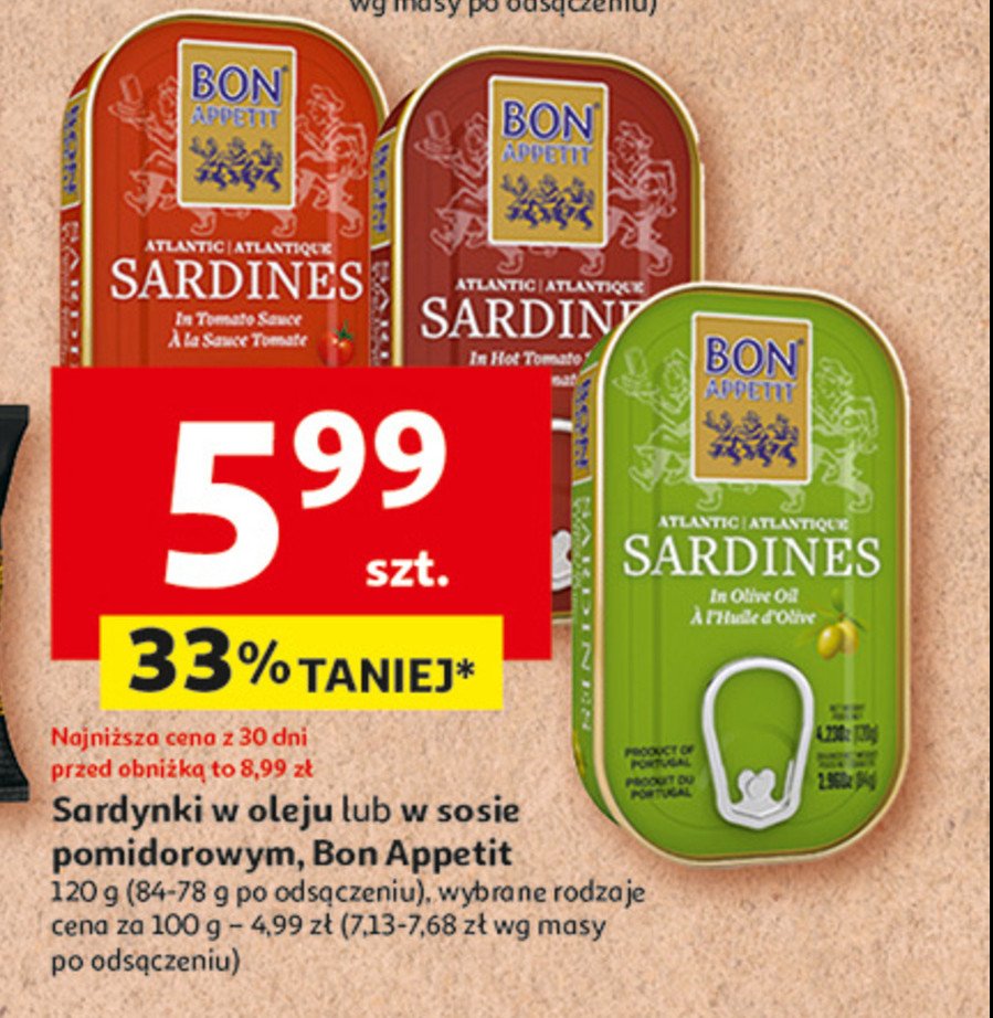 Sardynki w oliwie z oliwek BON APPETIT promocja w Auchan