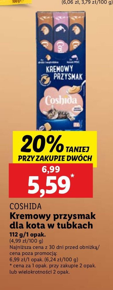 Kremowy przysmak dla kota drób i wątróbka + łosoś Coshida promocja