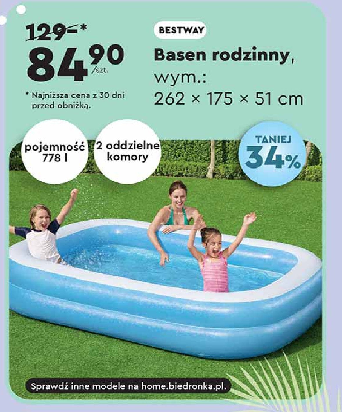 Basen 262 x 175 x 51 cm Bestway promocja