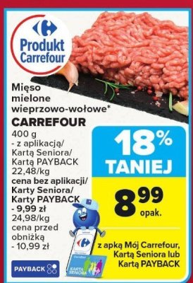 Mięso mielone wieprzowo-wołowe CARREFOUR 400g promocja w Carrefour Market
