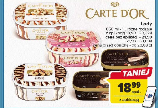 Lody salted caramel & vanilla Algida carte d'or triple luxe promocja
