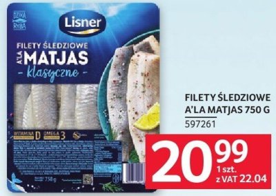 Filety śledziowe a'la matjas Lisner 750 g promocja w Selgros