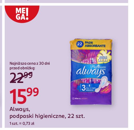 Podpaski night Always platinum promocja w Rossmann