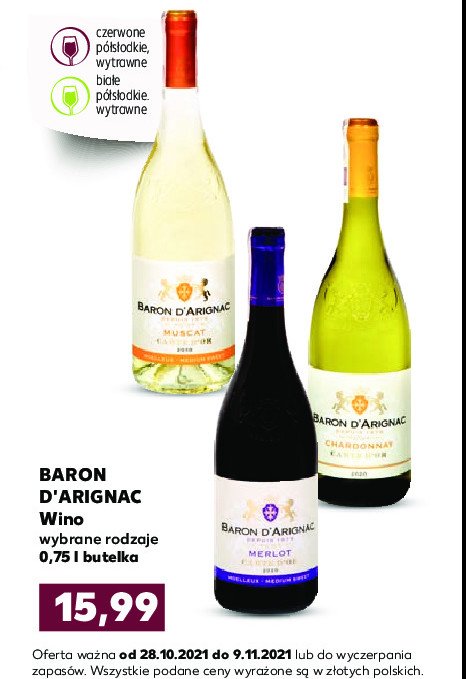 Wino Baron d'arignac blanc promocja