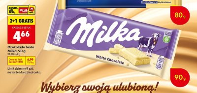 Czekolada biała Milka promocja w Biedronka