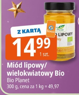 Miód lipowy/wielokwiatowy Bio Bio Planet promocja w Leclerc