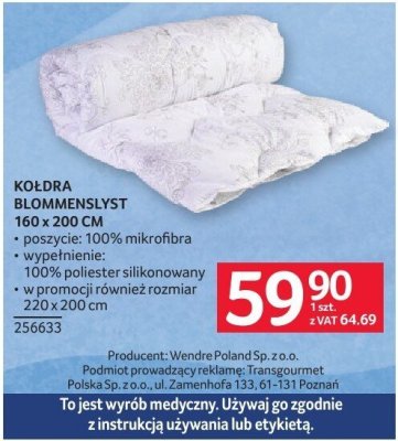 Kołdra Blommenslyst 160 x 200 cm promocja w Selgros