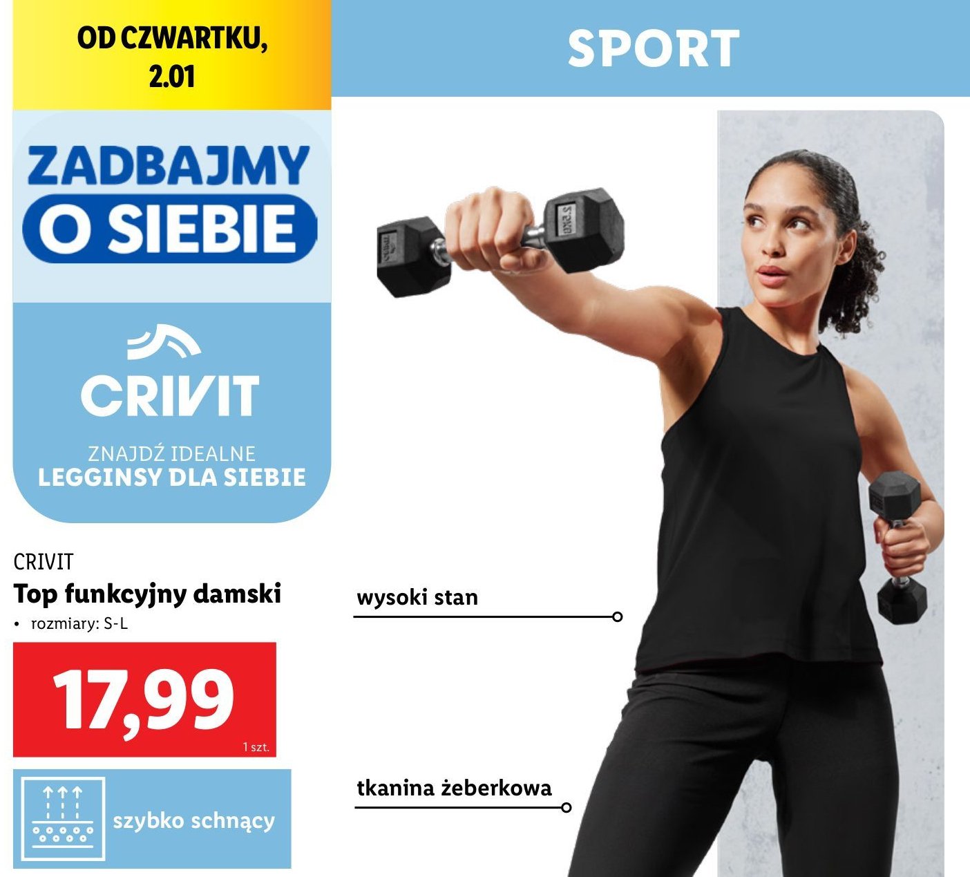 Top funkcyjny damski s-l Crivit promocja w Lidl