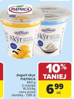 Jogurt skyr PIĄTNICA 150 g 2 rodzaje 15,53/kg promocja w Carrefour