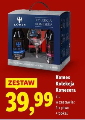 Zestaw Komes Kolekcja Konesera 2 L w zestawie: 4 x piwo + pokał promocja w Lidl