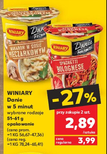 Makaron z sosem pieczarkowym Winiary danie w 5 minut promocja