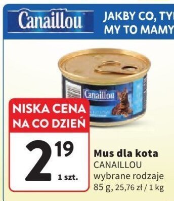 Mus dla kota CANAILLOU wybrane rodzaje 85 g promocja w Intermarche