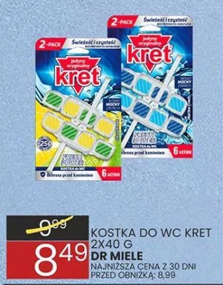 Kostka do WC KRET 2 x 40 g DR MIELE promocja w Wafelek