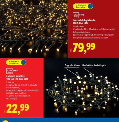 Łańcuch świetlny LIVARNO home 100 lub 120 diod LED promocja w Lidl
