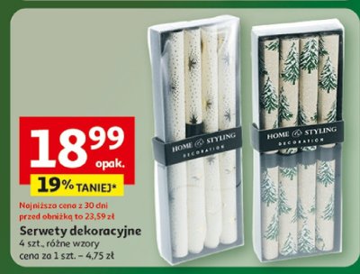 Serwety dekoracyjne 4 szt., różne wzory promocja w Auchan