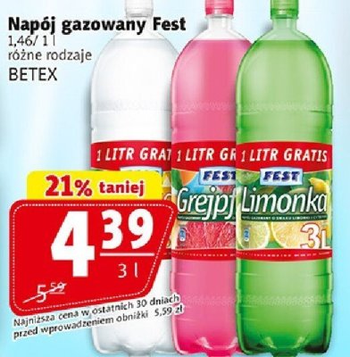 Napój gazowany Fest różne rodzaje BETEX promocja w Prim Market