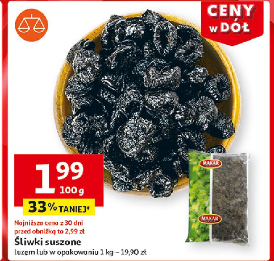 Śliwki suszone Makar promocja w Auchan