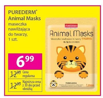 Animal masks - tygrys - maska nawilżająca Purederm promocja