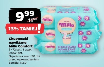 Chusteczki nawilżane Millu Comfort 3×72 szt. promocja w Netto