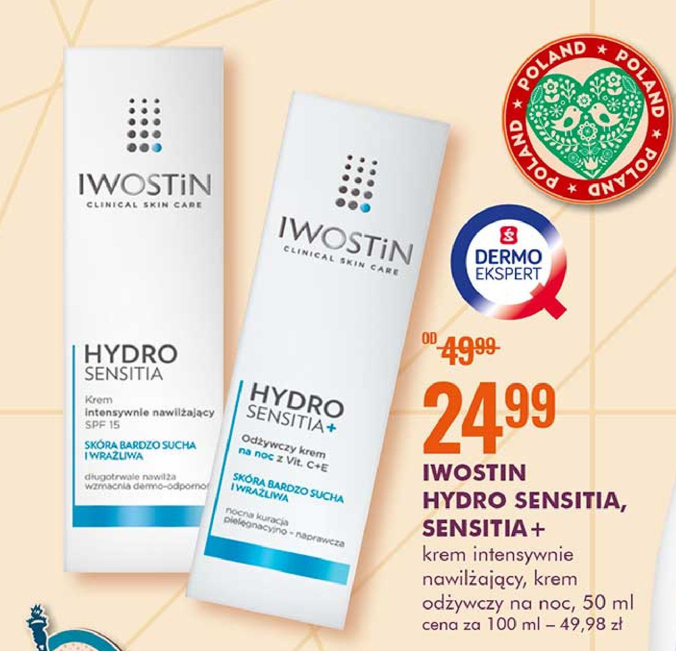Krem intensywnie nawilżający spf 15 Iwostin sensitia hydro promocja
