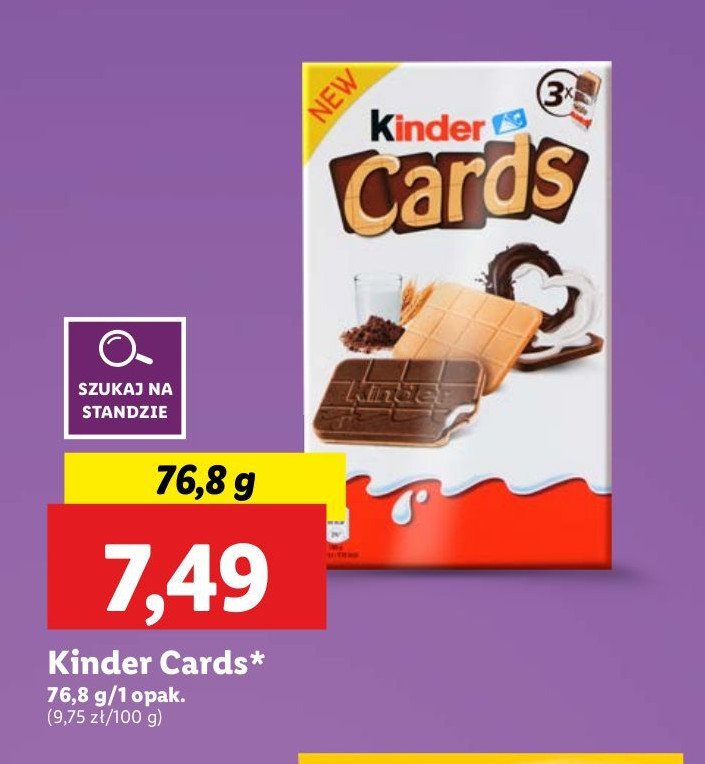 Herbatniki czekoladowe Kinder cards promocja w Lidl