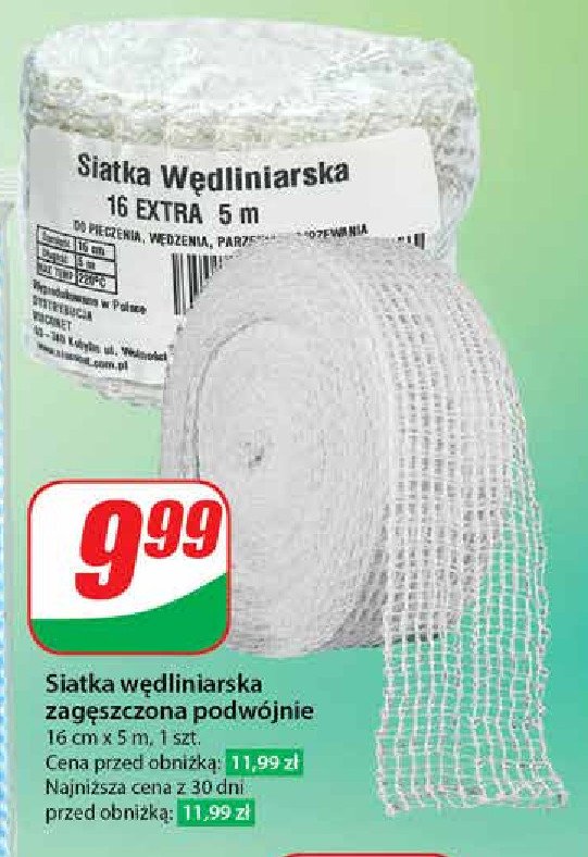 Siatka wędliniarska 180/16/3-5 m Browin promocja