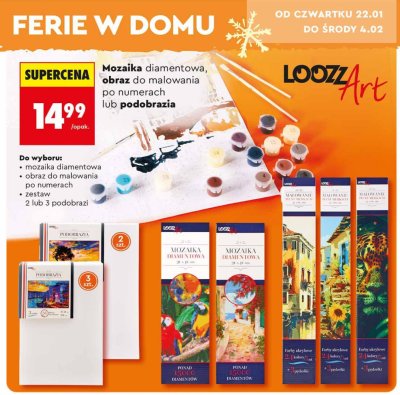 Mozaika diamentowa, obraz do malowania po numerach lub podobrazia LOOZL Art promocja w Biedronka
