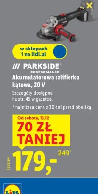 Szlifierka kątowa akumulatorowa Parkside promocja w Lidl